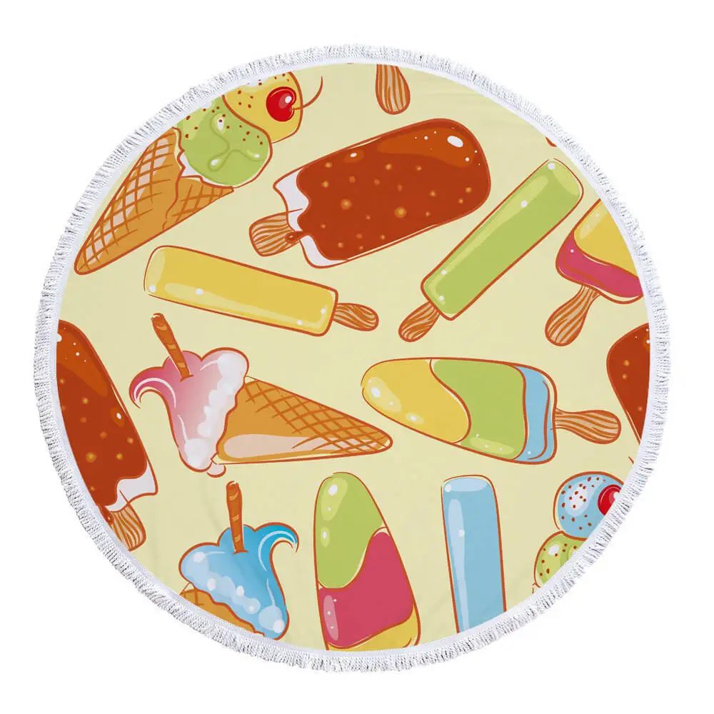 Candy Cake Macaron Food Inexpensive Round Beach Towel 14 Candy Cake Macaron Food Inexpensive Round Beach Towel - Image 14