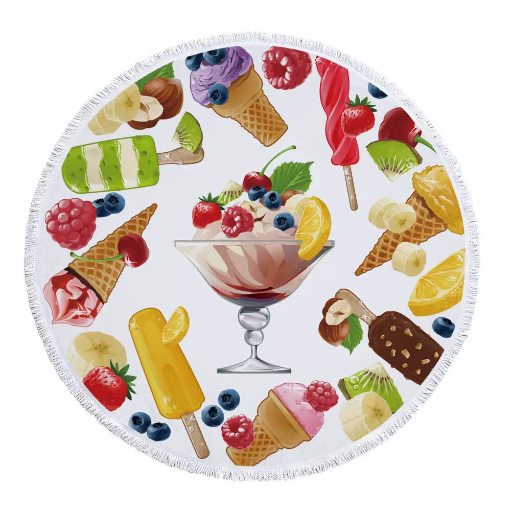 Candy Cake Macaron Food Inexpensive Round Beach Towel 13 Candy Cake Macaron Food Inexpensive Round Beach Towel - Image 13