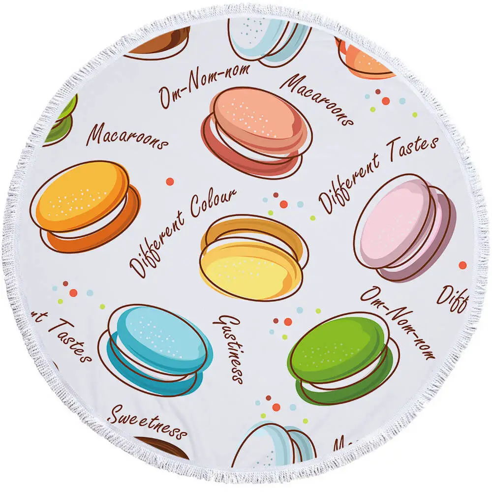 Candy Cake Macaron Food Inexpensive Round Beach Towel 11 Candy Cake Macaron Food Inexpensive Round Beach Towel - Image 11