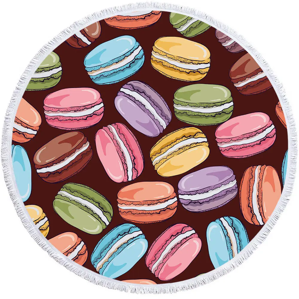 Candy Cake Macaron Food Inexpensive Round Beach Towel 10 Candy Cake Macaron Food Inexpensive Round Beach Towel - Image 10