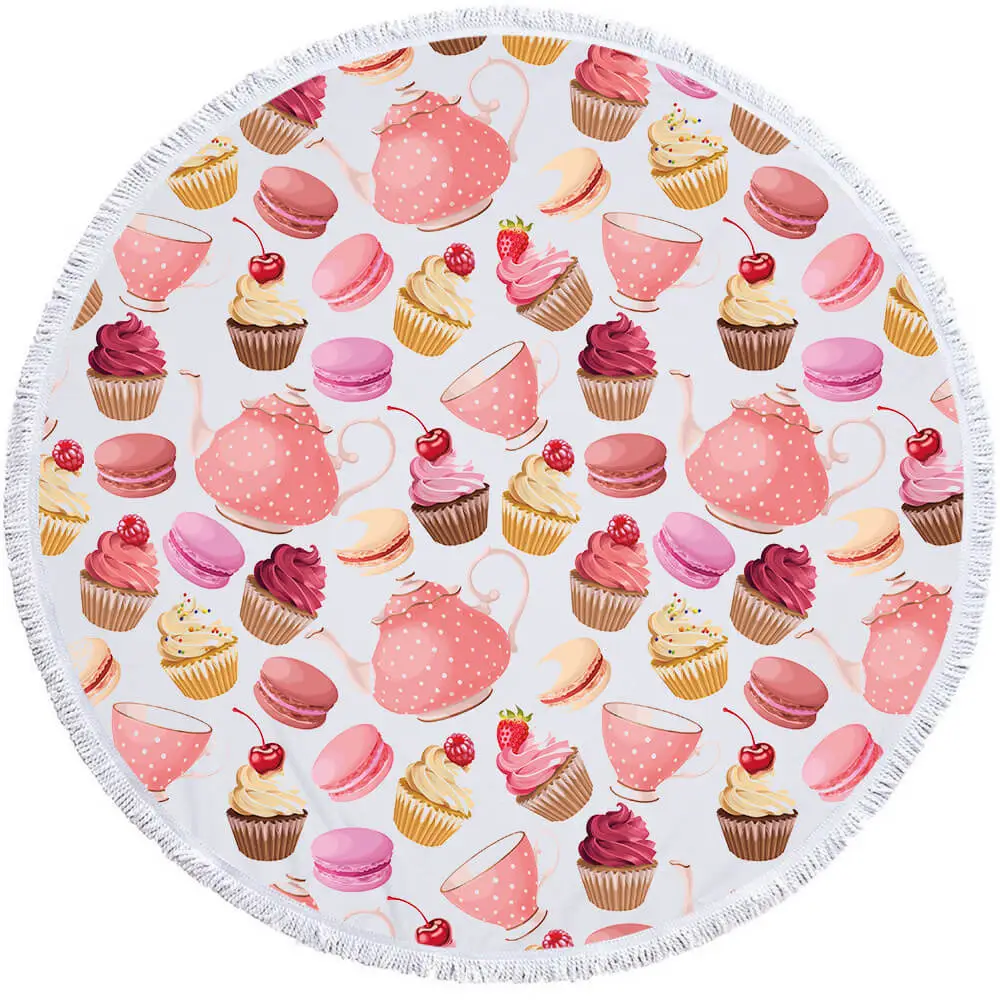 Candy Cake Macaron Food Inexpensive Round Beach Towel 8 Candy Cake Macaron Food Inexpensive Round Beach Towel - Image 8