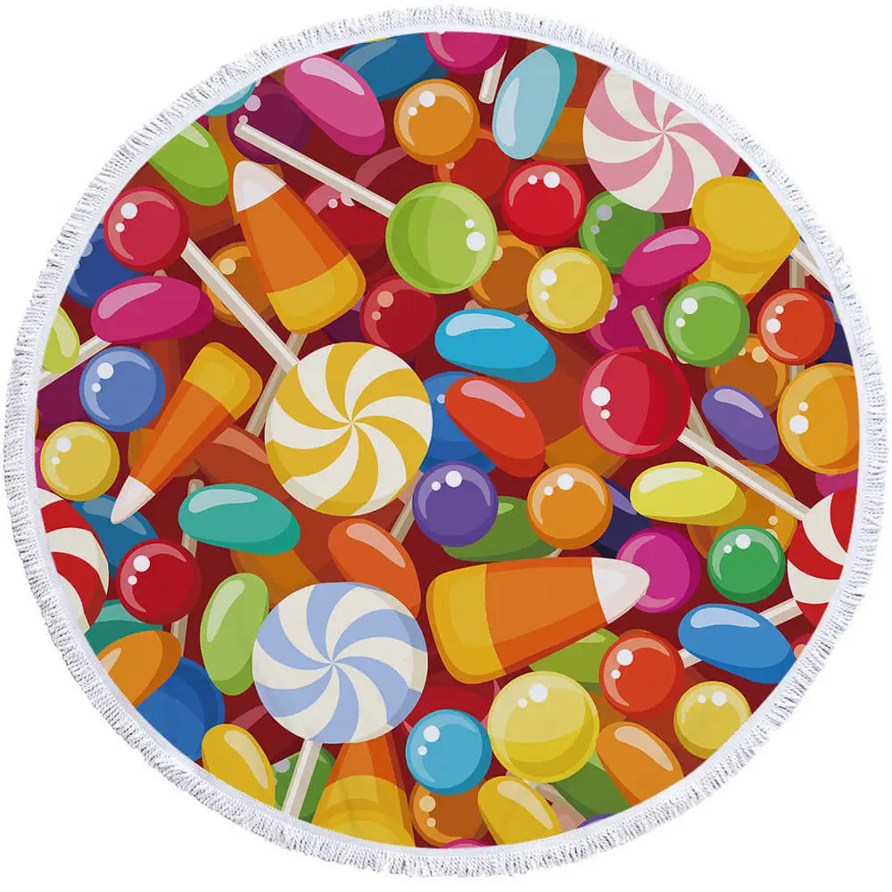 Candy Cake Macaron Food Inexpensive Round Beach Towel 6 Candy Cake Macaron Food Inexpensive Round Beach Towel - Image 6