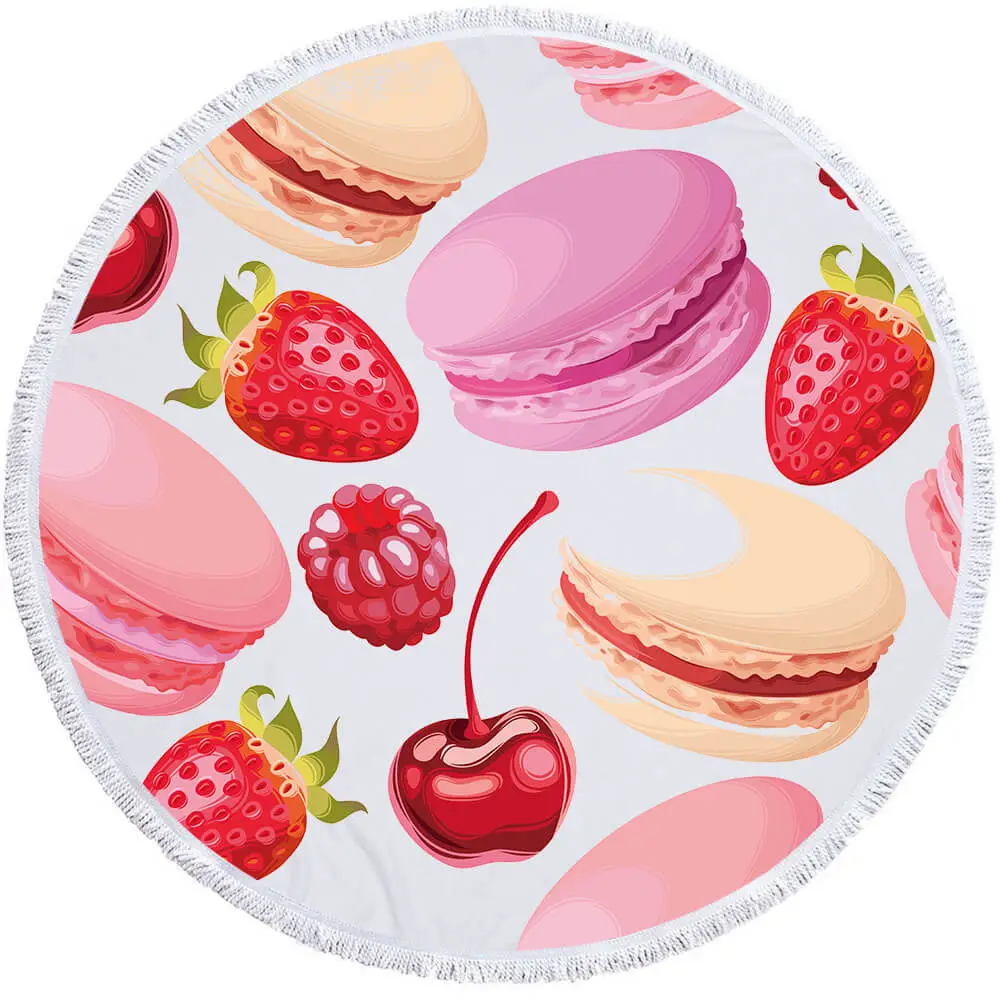 Candy Cake Macaron Food Inexpensive Round Beach Towel 5 Candy Cake Macaron Food Inexpensive Round Beach Towel - Image 5