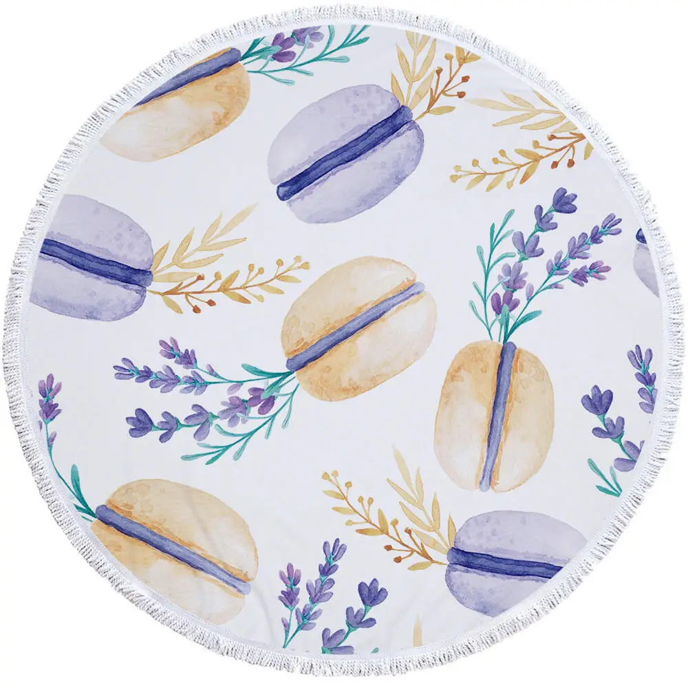 Candy Cake Macaron Food Inexpensive Round Beach Towel 2 Candy Cake Macaron Food Inexpensive Round Beach Towel - Image 2